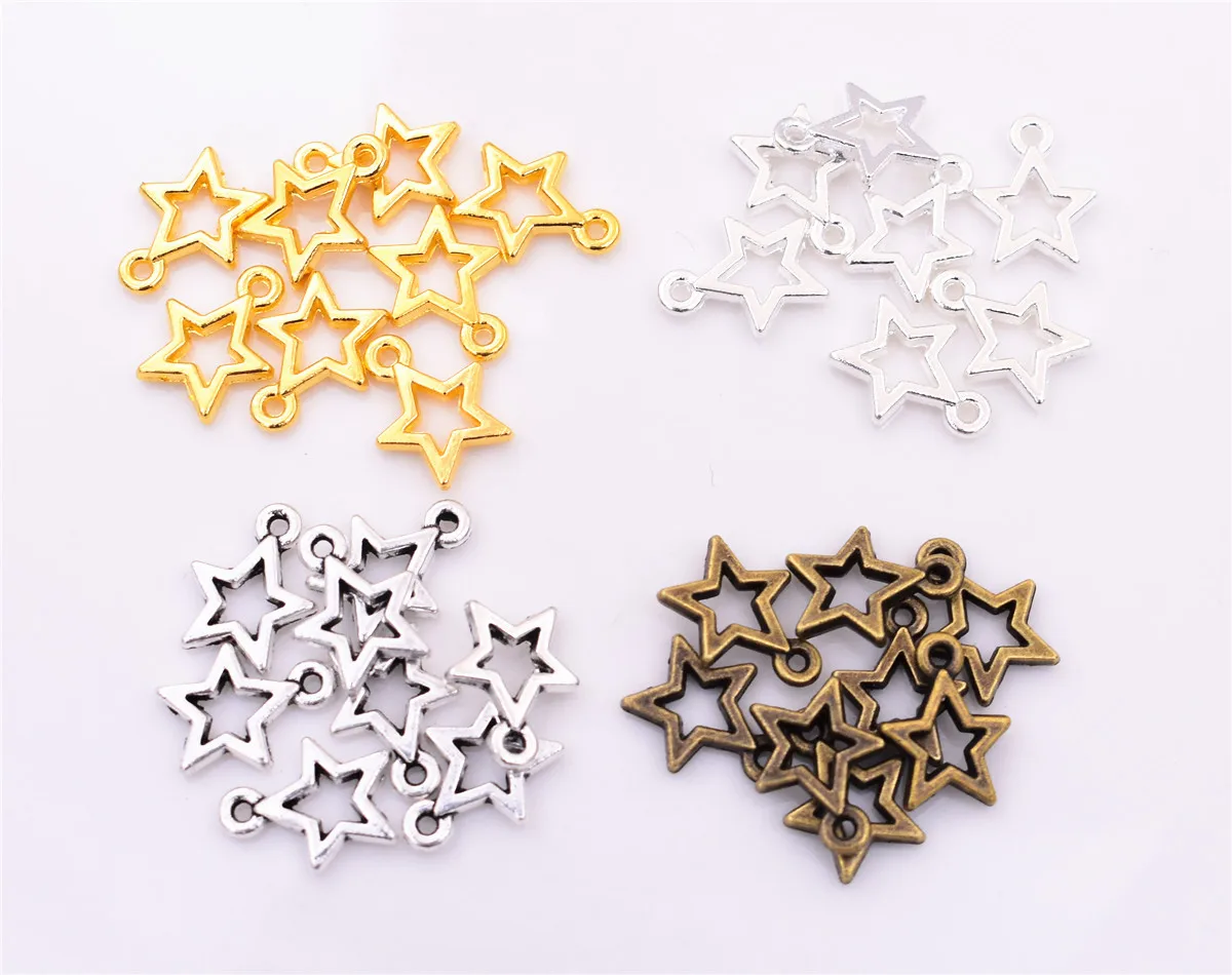 50 шт./лот 13x10 мм 4 цвета полая звезда кулон DIY ручной работы ювелирные аксессуары |
