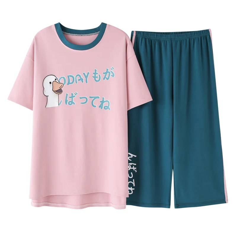 Летняя домашняя одежда для девочек футболка + укороченные штаны все хлопковые