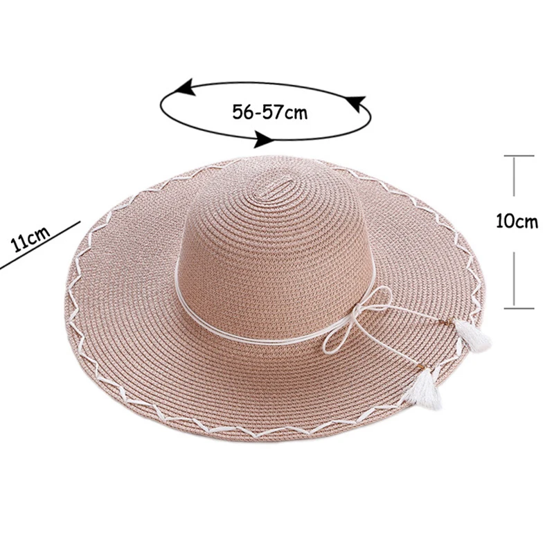 Пляжный козырек шляпы от солнца Hoed Dames Круглый топ Raffia широкие поля из соломы