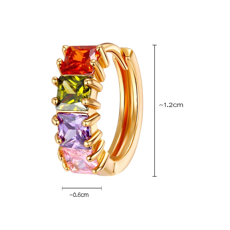 Красочные кубического циркония серьги обруча для девочек клип на модные Bohemia