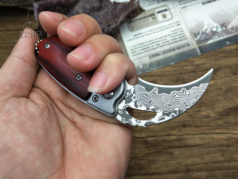 LCM66 дамасский Karambit складной нож csgo подарок тактический карманный нож, Открытый Кемпинг джунгли выживания боевой инструмент самообороны