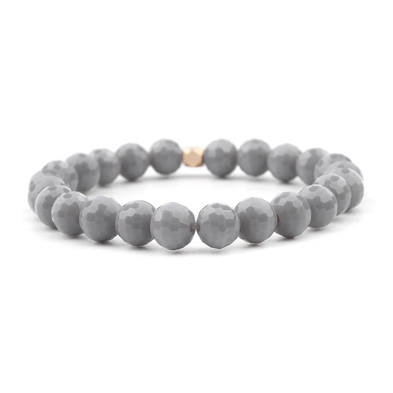 14 Gray Round BOJIU 26 цветов эластичные граненые браслеты с бусинами из кристаллов для женщин золотой серебряный черный белый фиолетовый желтый прозрачный AB браслет BC282 - Окраска металла: 14 Gray Round