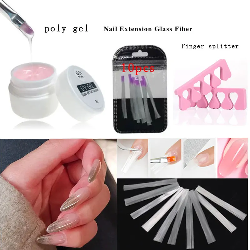 pink 3 шт./компл. стеклоткани ногтей Polygel наращивания ногтей акрилом поли гель с украшением в виде кристаллов УФ светодиодный гель наконечник повышения быстрая удлинитель - Цвет: pink