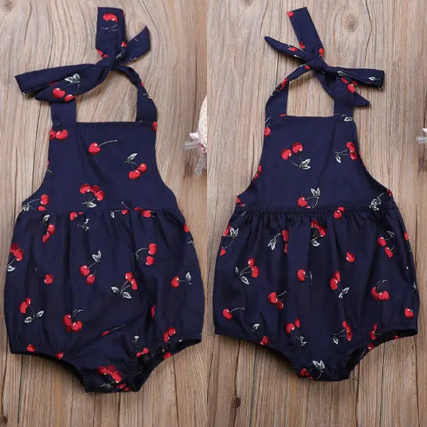 Детский хлопковый комбинезон для девочек летнее платье с принтом|baby girl romper|girls