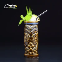 390ml hawaii tiki mugs cocktail cup beer beverage mug wine mug ceramic easter islander tiki mug bar tool barware