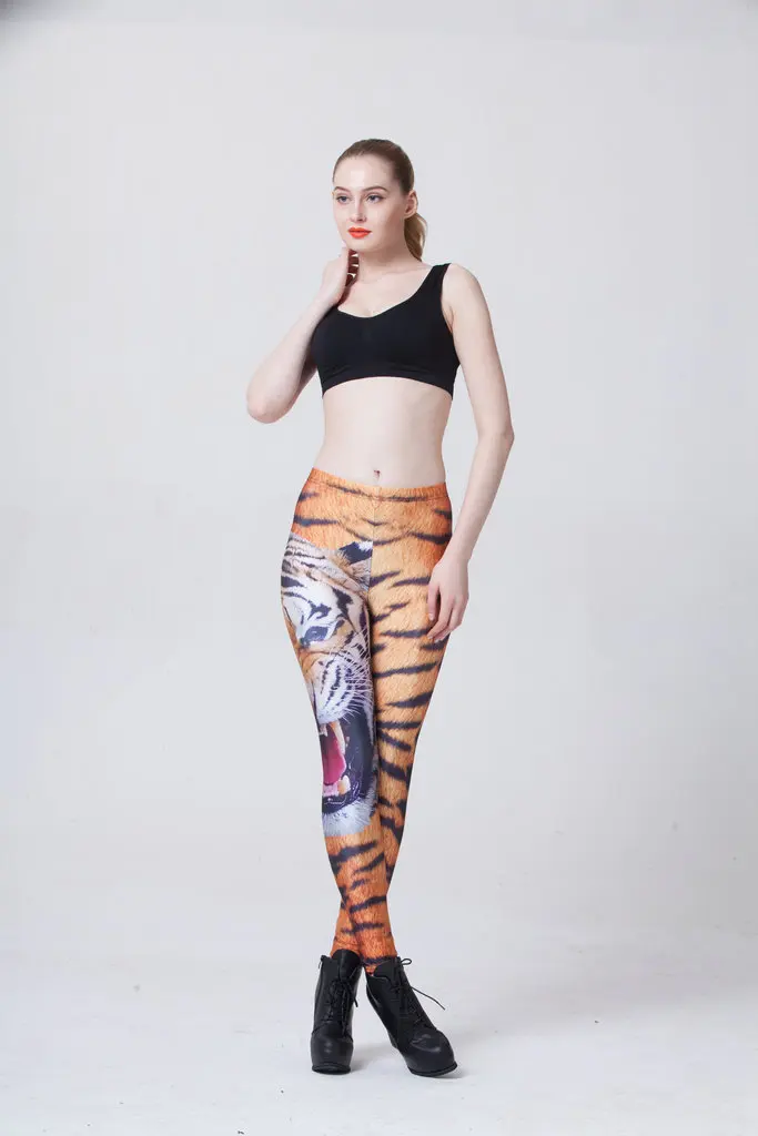 Горячие женские леггинсы с принтом Тигра для фитнеса 3D Цифровые Брюки 2017 новое