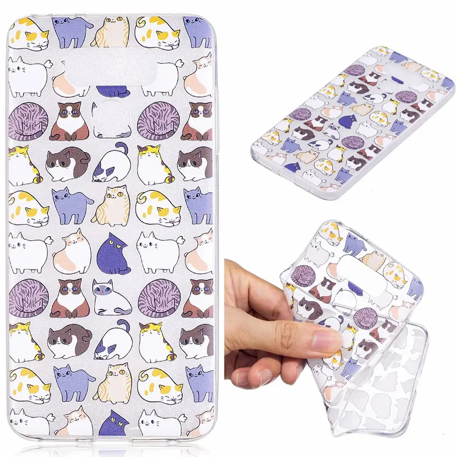 Чехол для LG Q6 G6 V30 Cute Clear TPU Silicone Slim Panda Flower Back Animal K4 K8 K10 Coque Transparent Cartoon.