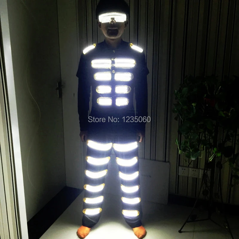 Бесплатная доставка Цветные Led светильник робот костюм Мода со светящимися