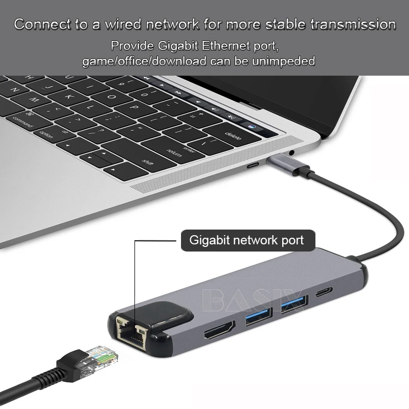 Basix Тип C концентратор USB Hdmi 4K адаптер к Gigabit Ethernet Rj45 Lan для Mac Book Pro Huawei P30/P20