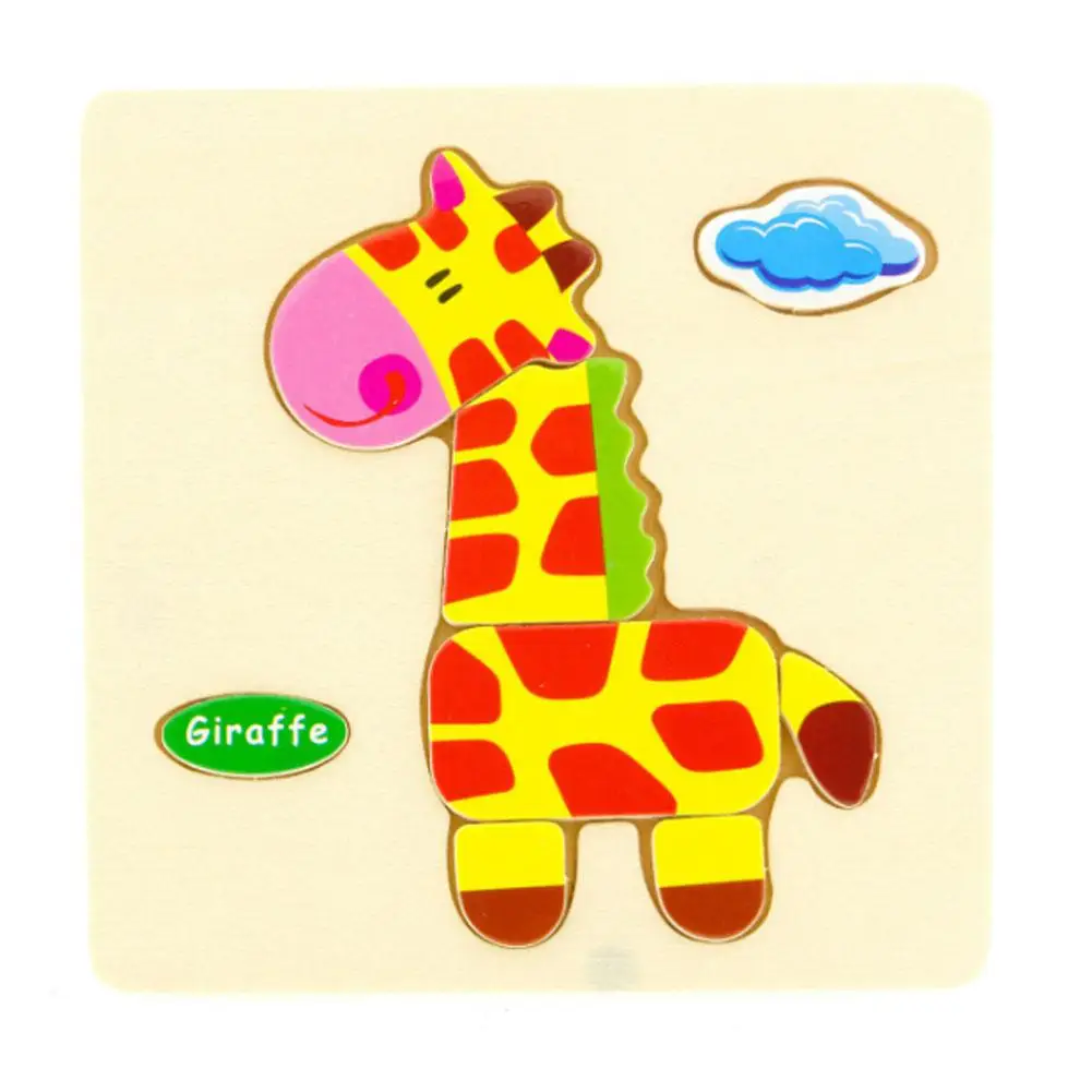 giraffe 1 шт. детские игрушки Мультяшные 3D детские игрушки-головоломки животные деревянные головоломки детские развивающие игрушки для детей подарок - Цвет: giraffe