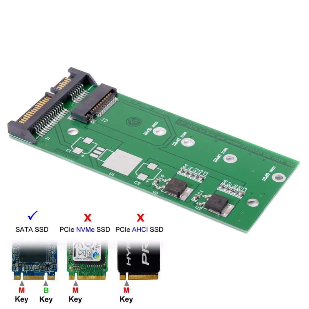 Кабель Jimier CY M.2 NGFF PCI-E 2 Lane SSD до 7 мм 5 &quotSATA 22pin чехол для жесткого диска PCBA X240S Y410P Y510P
