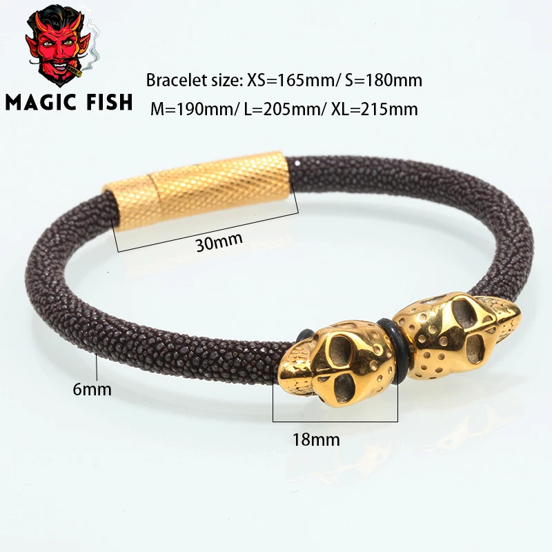 Браслет Magic Fish Man из титановой стали с черепом Роскошные ювелирные украшения 13