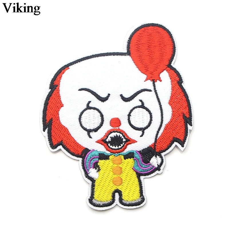 

Horror Horror Ghost Sew on Patches Clown Patch Embroidered Ironing Patches Diy Appliques Kids Women Men Patch Sticker G0007