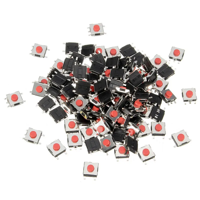 100 шт./лот 6*6*3 мм 5 PIN SMD красная медь Тактильный кнопочный переключатель такт переключатель 6 мм* 6 мм* 3 мм