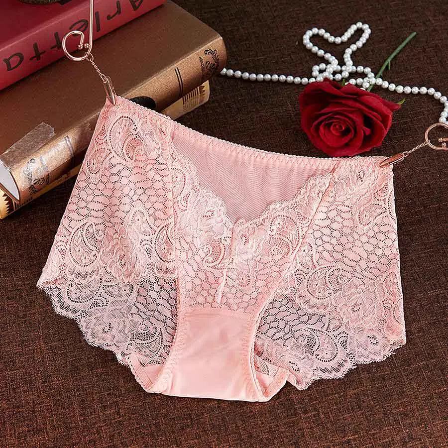 Женское нижнее белье с высокой талией Awaytr дышащее кружевное из хлопка 2019 |