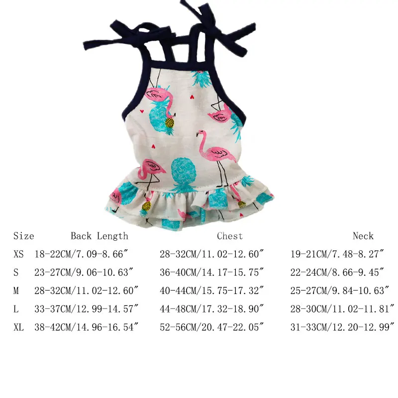 Flamingo dress Летняя переноска для собак, дышащее детское платье с рисунком фруктов для щенков и кошек, костюмы, боди для чихуахуа xs-xl DOGGYZSTYLE - Цвет: Flamingo dress