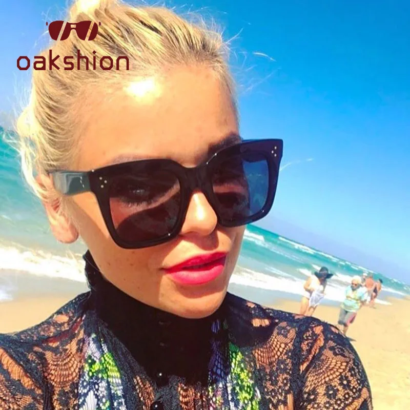 Солнцезащитные очки Oakshion кошачий глаз женские оверсайз в оправе с заклепками