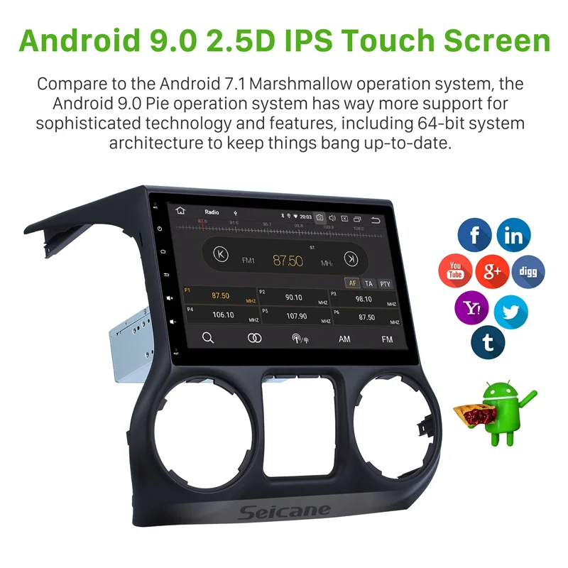 Автомобильная Мультимедийная система Seicane 8 ядер 1 DIN Android 10 Bluetooth GPS Wi