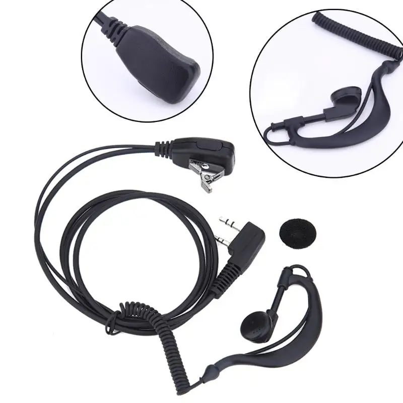 1 м 2PIN PTT наушники с микрофоном Walkie Talkie ушной крючок AUX переговорные наушники гарнитура для BAOFENG UV5R/KENWOOD/HYT