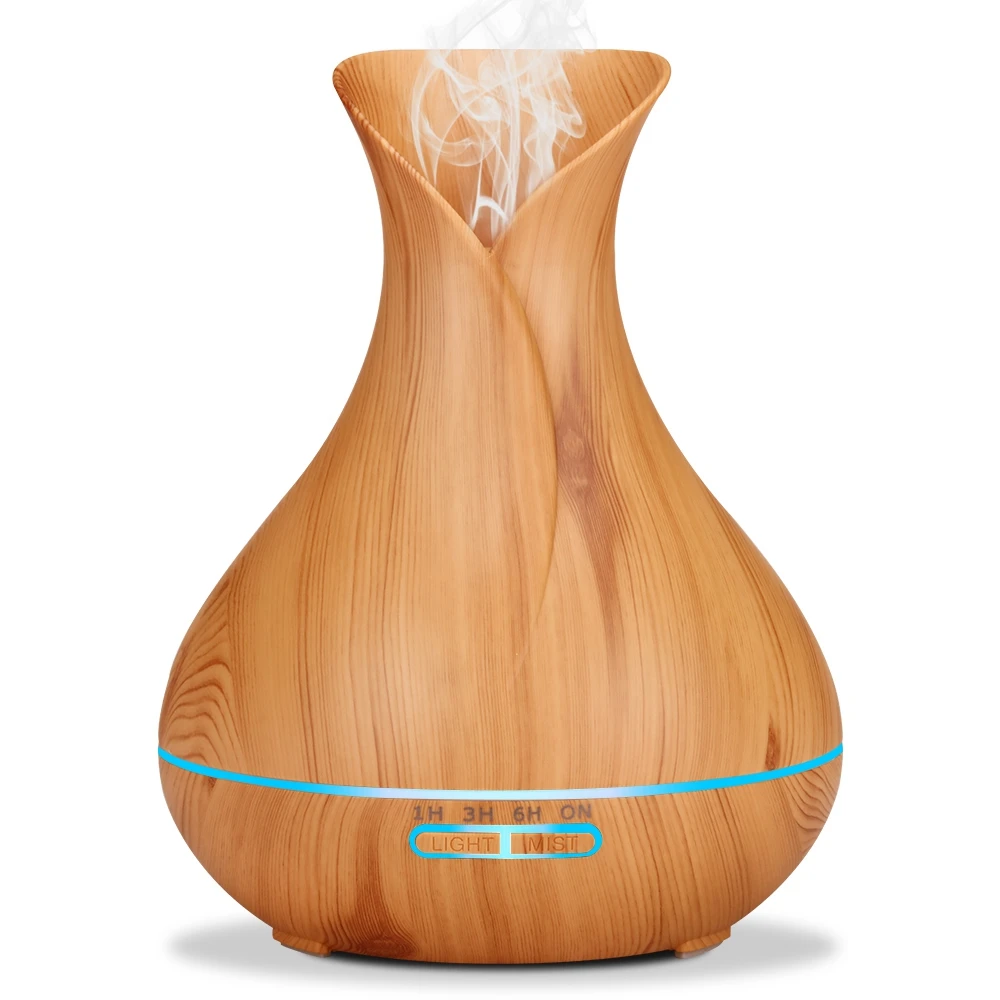 

Aroma Essential Oil Diffuser Ultrasonic Air Humidifier with Wood Grain Electric LED Lights Aroma Diffuser For Home