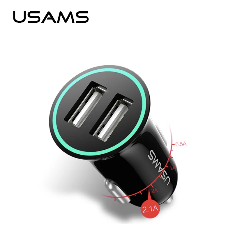 USAMS автомобильное зарядное устройство Макс 2.1A USB для мобильный телефон адаптер