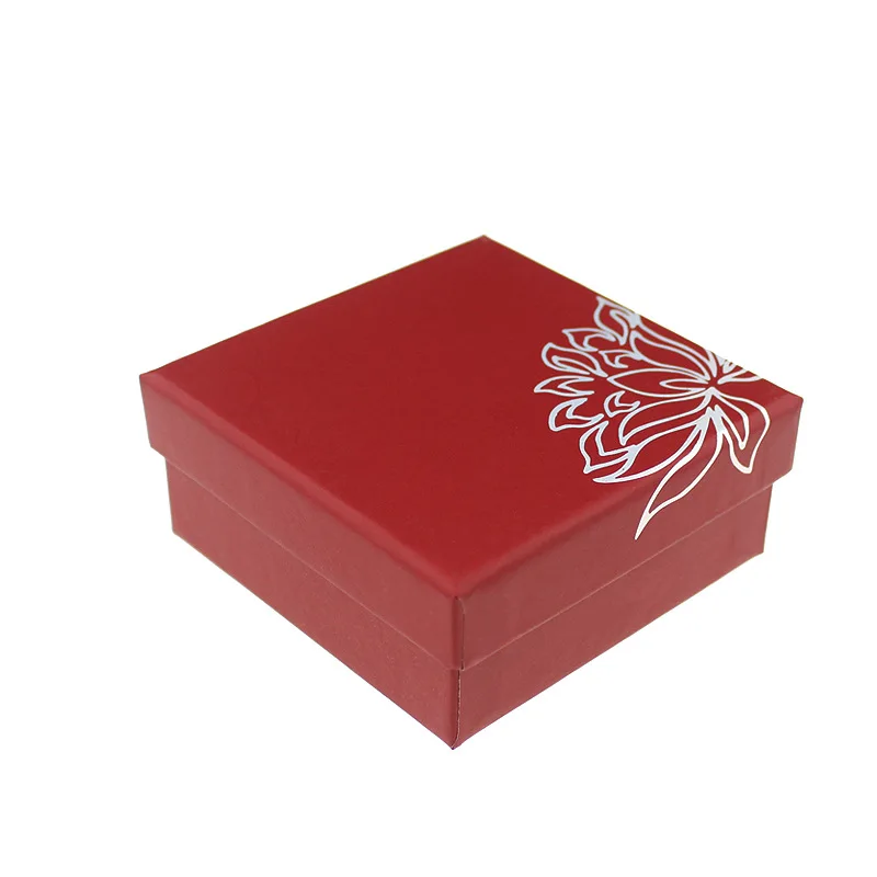 8x8cm DoreenBeads Лотос узор бумага красный шкатулка цепочки и ожерелья серьги кольцо набор коробки для упаковки подарков и дисплей 1 шт - Цвет: 8x8cm