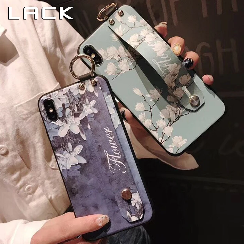 3D рельефный цветной чехол LACK с цветами для телефона iphone X XS Max XR 6 6S 7 8 Plus ремешком на