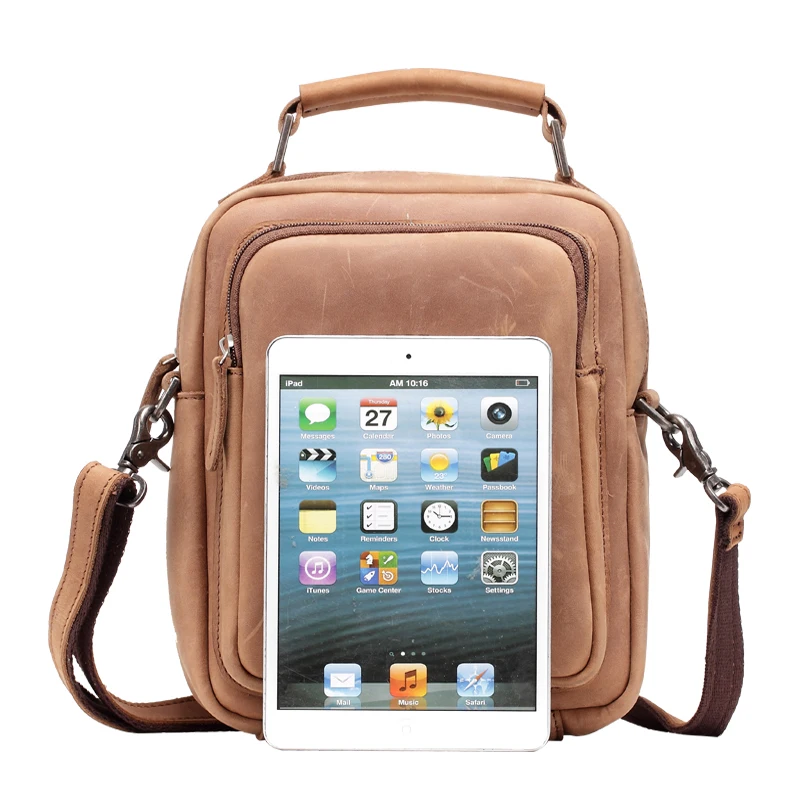 MS Европейский Стиль Мужская винтажная сумка-мессенджер из кожи Crazy Horse на молнии