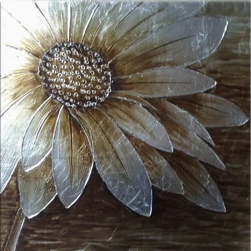 

Abstract painting on canvas,silver flower oil paintings, modern flower art for home decoration on wall