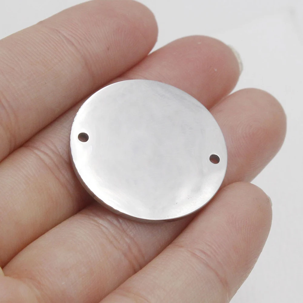 

100pcs/lot Stainless Steel Round Pendant With Double Hole Blank Stamping Tags Circle Metal Blank Charms Jewelry Making
