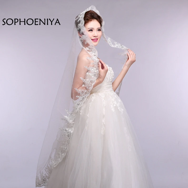 

Real Picture One layer Lace Edge wedding veil 2021 bridal veil Wedding accessories Veu de noiva voile mariage voile de mariee