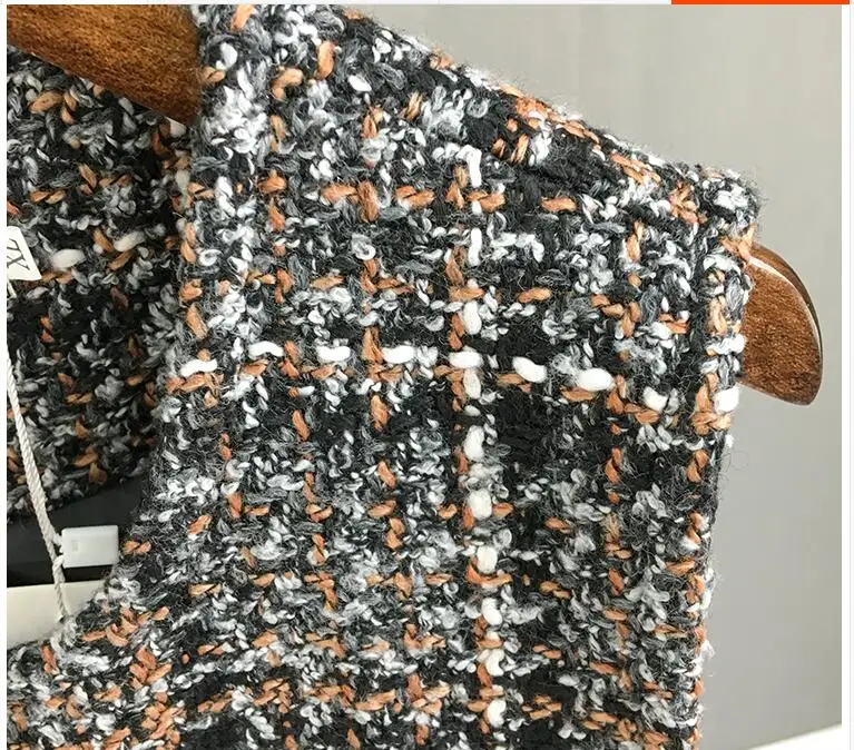 KoHuiJoo XL-3XL размера плюс осень зима женский длинный шерстяной жилет Свободный О-образный вырез коричневый твидовый жилет винтажный жилет кардиган без рукавов