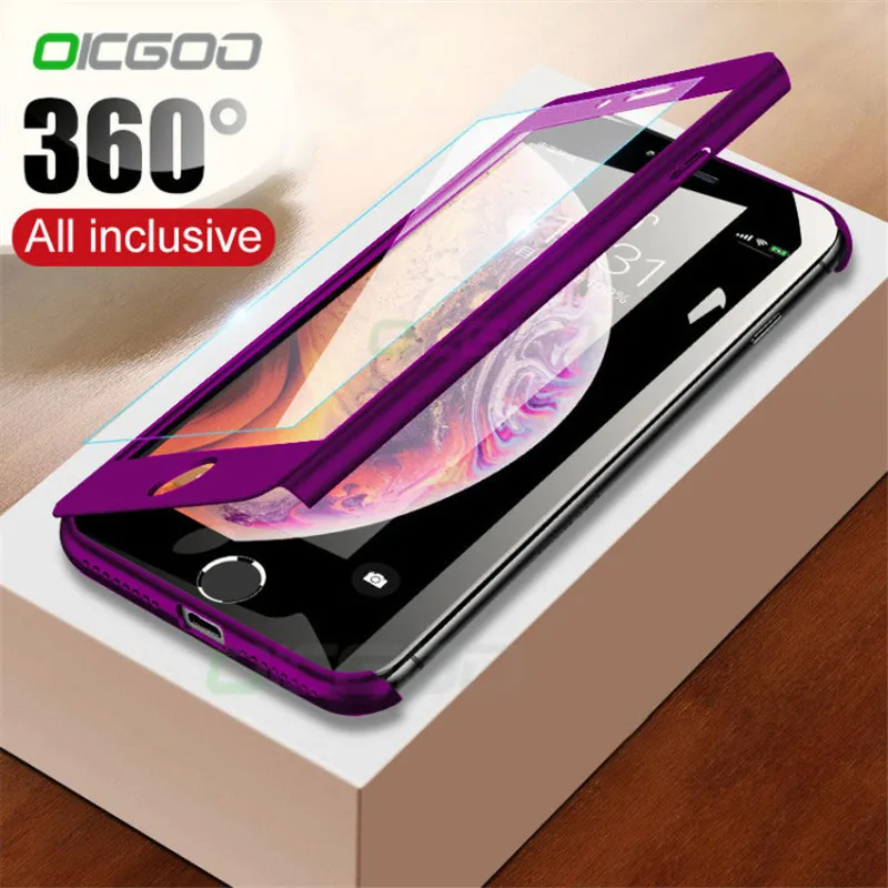 360 Полный чехол для телефона для iPhone X 8 6 6s 7 Plus 5 5S SE защитный чехол для iPhone 7 8 Plus X Xr Xs Max чехол стекло