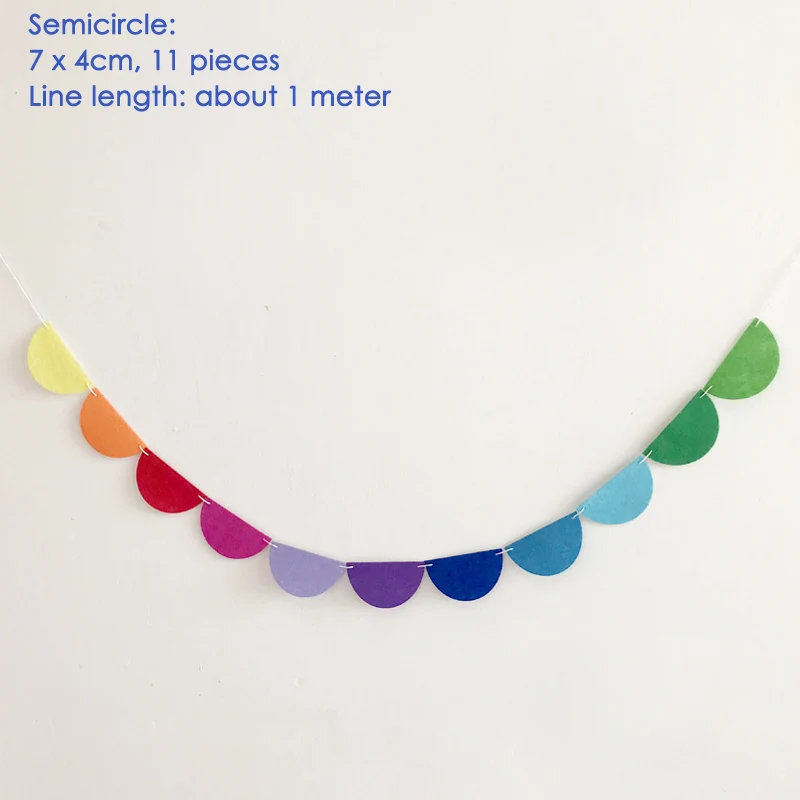 semicircle Радуга картонный заголовок с флажками День рождения Свадьба для украшения детского душа вечерние поставки две недели вечерние фон стены украшения - Цвет: semicircle
