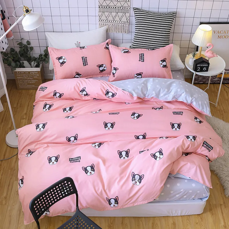 Adorable Dog Four-Piece Bedding Set Included 1 Duvet Cover Bed Sheets 2 Pillowcases Have A Good Dream Blessing Full Size | Дом и сад