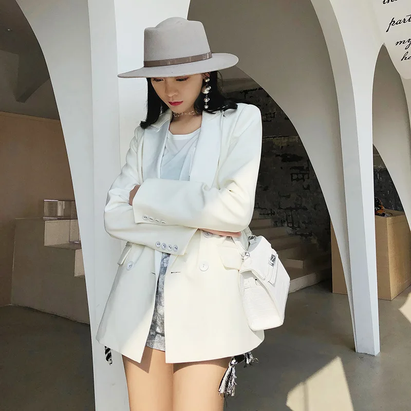 Женская куртка весна осень 2019 новый темпераментный белый костюм высокого