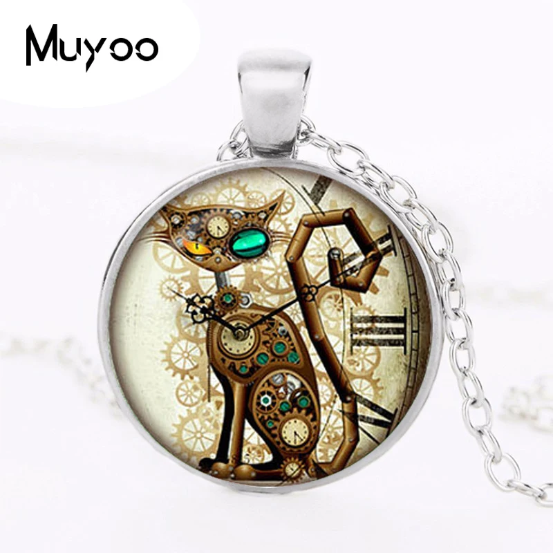hotSteampunk кот кулон часы-подвеска в стиле стимпанк посеребренный кулон стимпанк ювелирные изделия HZ1