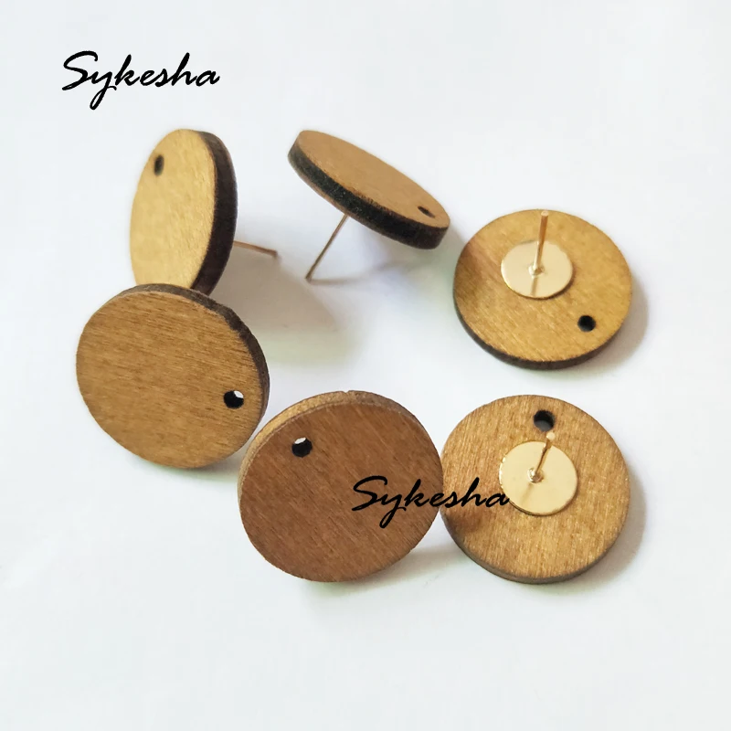 

DIY Round Wood Charm with Single Hole Back Stud For Earring Jewelry Making Statement Ear Fashion Findings
