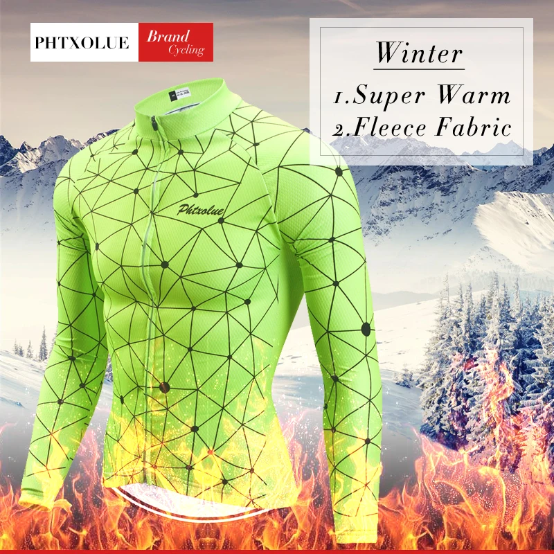 Зимние теплые флисовые вело Джерси Phtxolue велосипедная одежда для горных
