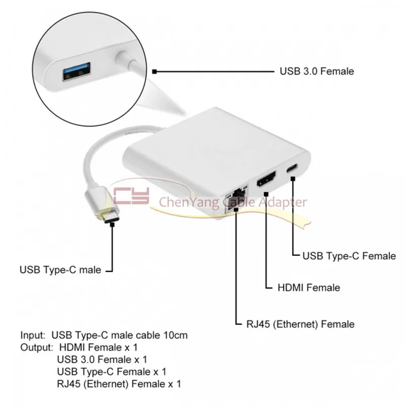 USB 3. 0 Type-C-HDMI цифровой AV и OTG Gigabit Ethnernet гнездовой зарядный кабель для ноутбука |