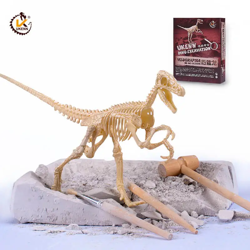 Velociraptor UKEN скелеты динозавров копать It Out Наборы игрушки в виде ископаемых животных 3D головоломки археологических игрушки т-Рекс Динозавр - Цвет: Velociraptor