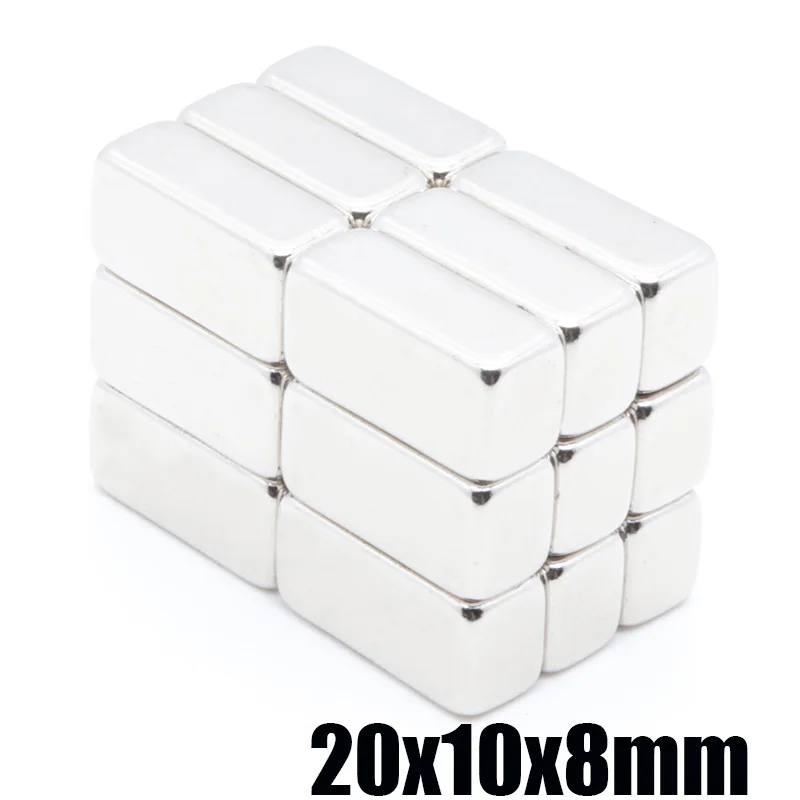 20 шт. 20x10x8 мм N35 Сильный квадратный неодимовый редкоземельный магнит 20*10*8