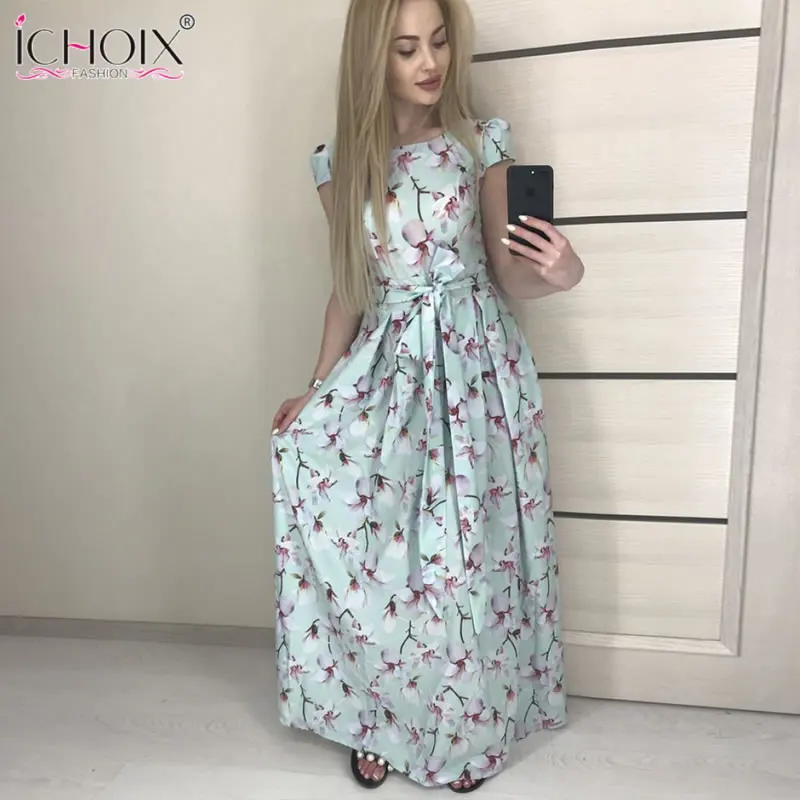 Женское длинное платье в пол элегантное праздничное макси стиле бохо с цветочным