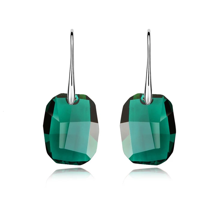 Emerald BAFFIN оригинальные кристаллы от Swarovski квадратные Висячие серьги большие Висячие Подвески для женщин Серебряный цвет массивные украшения - Окраска металла: Emerald
