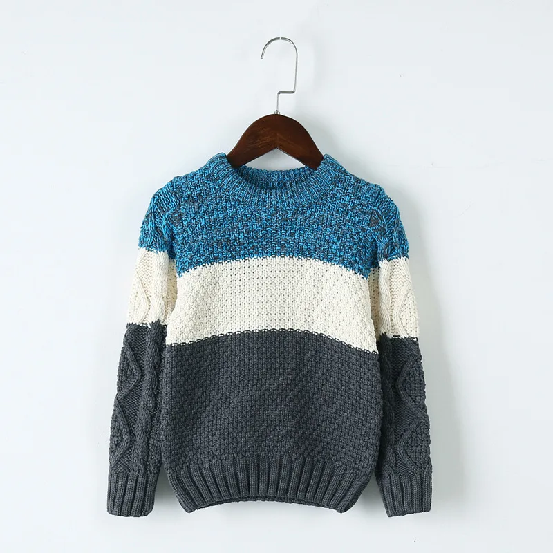 

Весенне-осенний свитер для мальчиков; Базовая рубашка; Детский свитер; детская одежда; пуловер с круглым вырезом; одежда в полоску для детей