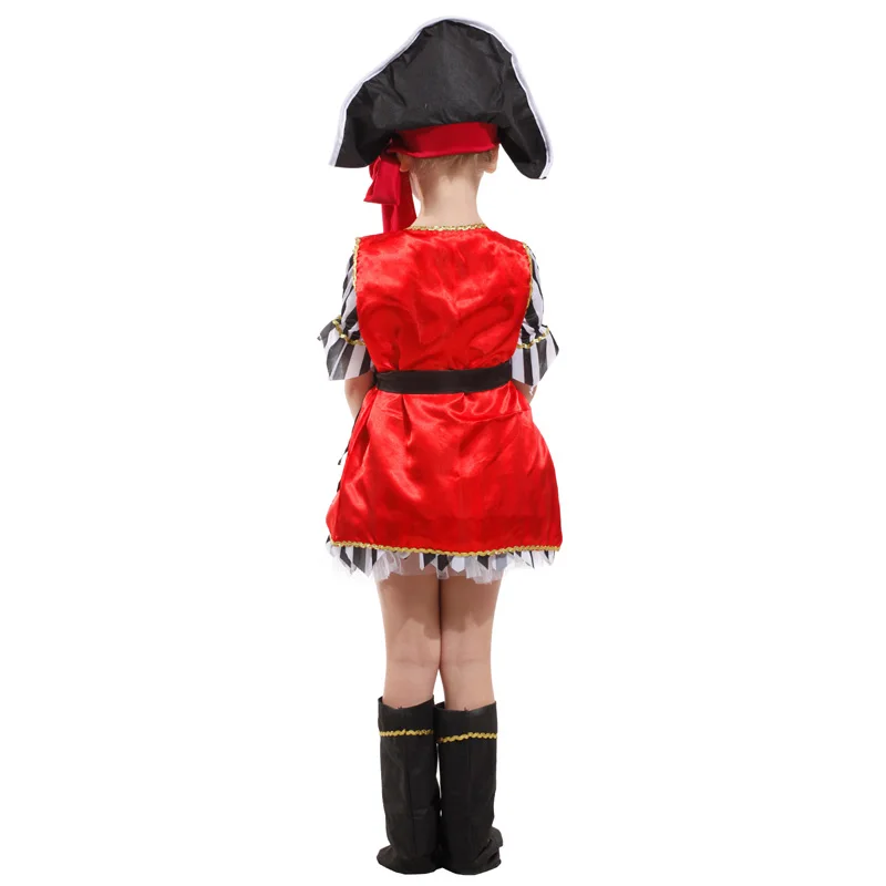 

Girls Pirate halloween costume Kids High Seas Sweetheart Swashbuckler Cosplay Party Red Vest Fancy Dress Masquerade Costume