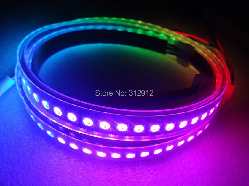 1M long 144leds/m WS2812B(5050 rgb led with WS2811 IC built-in) pixel strip DC5V waterproof in silicon tube BLACK PCB | Лампы и