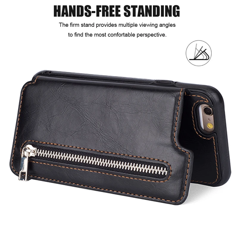 Классический Кожаный чехол кошелек Crazy Horse на молнии с отделениями для карт