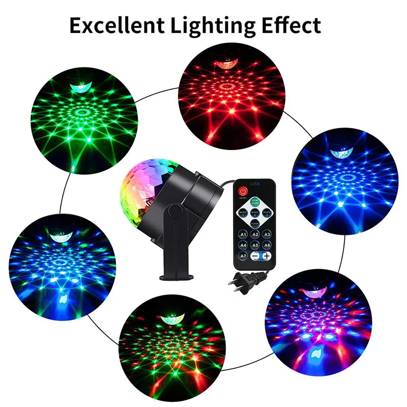 HKZZI USB IR Afstandsbediening светодиодный RGB Кристалл Magische Бал 3 Вт мини Подиум Verlichting эффект