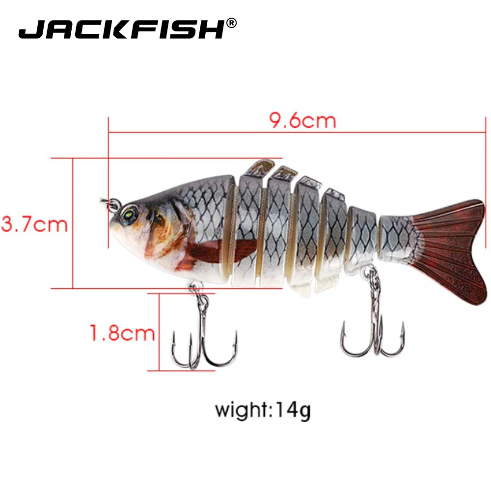 JACKFISH Рыболовная Приманка 10 см 15 г 3D глаза 6-сегментная Реалистичная твердая